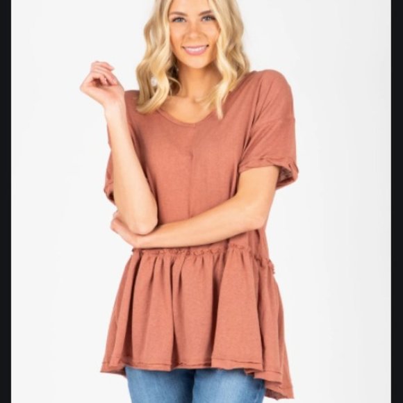 Piper & Scoot Tops - Rose peplum top